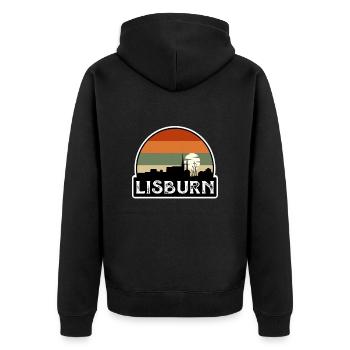 Lisburn Northern Ireland Flag Skyline Travel Souve - Unisex Premium Organic Zip Hoodie - black - Back - Nico (187cm)