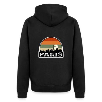 Paris France Flag Skyline Travel Souvenir - Unisex Premium Organic Zip Hoodie - black - Back - Nico (187cm)