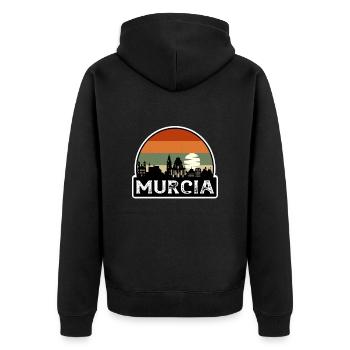 Murcia Spain Flag Skyline Travel Souvenir - Unisex Premium Organic Zip Hoodie - black - Back - Nico (187cm)