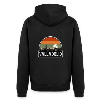 Valladolid Spain Flag Skyline Travel Souvenir - Unisex Premium Organic Zip Hoodie - black - Back - Nico (187cm)