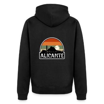 Alicante Spain Flag Skyline Travel Souvenir - Unisex Premium Organic Zip Hoodie - black - Back - Nico (187cm)