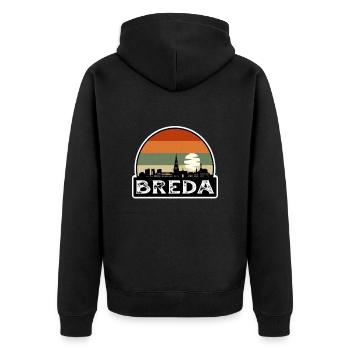 Breda Netherlands Flag Skyline Travel Souvenir - Unisex Premium Organic Zip Hoodie - black - Back - Nico (187cm)