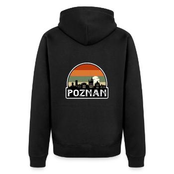 Poznan Poland Flag Skyline Travel Souvenir - Unisex Premium Organic Zip Hoodie - black - Back - Nico (187cm)