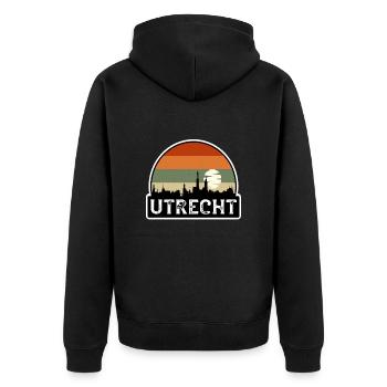 Utrecht Netherlands Flag Skyline Travel Souvenir - Unisex Premium Organic Zip Hoodie - black - Back - Nico (187cm)