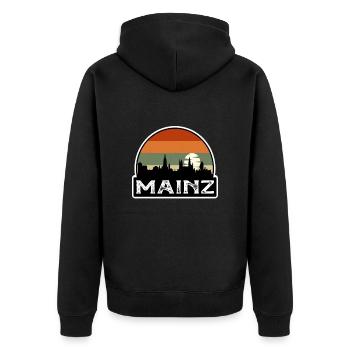 Mainz Germany Flag Skyline Travel Souvenir - Unisex Premium Organic Zip Hoodie - black - Back - Nico (187cm)