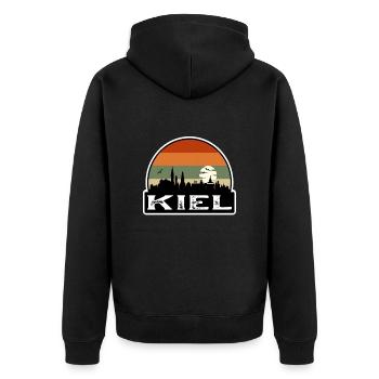 Kiel Germany Flag Skyline Travel Souvenir - Unisex Premium Organic Zip Hoodie - black - Back - Nico (187cm)