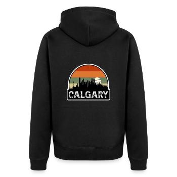 Calgary Canada Flag Skyline Travel Souvenir - Unisex Premium Organic Zip Hoodie - black - Back - Nico (187cm)