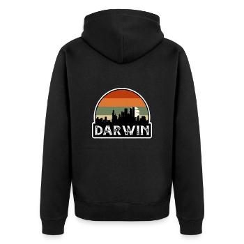 Darwin Australia Flag Skyline Travel Souvenir - Unisex Premium Organic Zip Hoodie - black - Back - Nico (187cm)