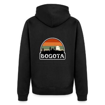 Bogota Colombia Flag Skyline Travel Souvenir - Unisex Premium Organic Zip Hoodie - black - Back - Nico (187cm)