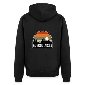 Buenos Aires Argentina Flag Skyline Travel Souveni - Unisex Premium Organic Zip Hoodie - black - Back - Nico (187cm)