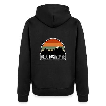 Belo Horizonte Brazil Flag Skyline Travel Souvenir - Unisex Premium Organic Zip Hoodie - black - Back - Nico (187cm)