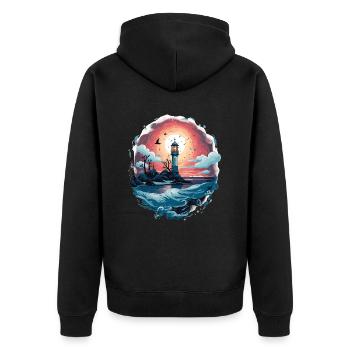Phare et mer - Veste à capuche bio Premium Unisexe - noir - Dos - Nico (187cm)