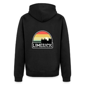 Limerick Ireland Flag Skyline Travel Souvenir - Unisex Premium Organic Zip Hoodie - black - Back - Nico (187cm)