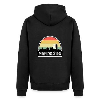 Manchester England Flag Skyline Travel Souvenir - Unisex Premium Organic Zip Hoodie - black - Back - Nico (187cm)