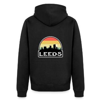Leeds England Flag Skyline Travel Souvenir - Unisex Premium Organic Zip Hoodie - black - Back - Nico (187cm)