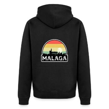 Málaga Spanien Flagge Skyline Reisesouvenir - Unisex Premium Bio Zip Hoodie - Schwarz - Hinten - Nico (187cm)