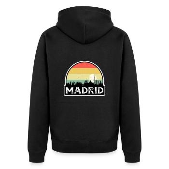 Madrid Espagne Flag Skyline Souvenir de voyage - Veste à capuche bio Premium Unisexe - noir - Dos - Nico (187cm)