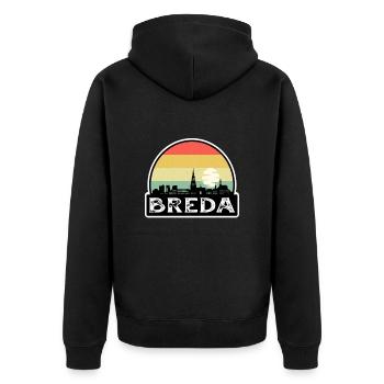 Breda Niederlande Flagge Skyline Reisesouvenir - Unisex Premium Bio Zip Hoodie - Schwarz - Hinten - Nico (187cm)
