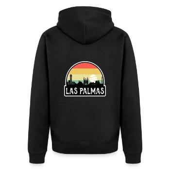 Las Palmas Spain Flag Skyline Travel Souvenir - Unisex Premium Organic Zip Hoodie - black - Back - Nico (187cm)