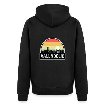 Valladolid Espagne Flag Skyline Souvenir de voyage - Veste à capuche bio Premium Unisexe - noir - Dos - Nico (187cm)