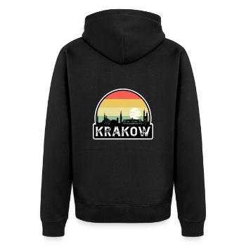 Krakau Polen Flagge Skyline Reisesouvenir - Unisex Premium Bio Zip Hoodie - Schwarz - Hinten - Nico (187cm)