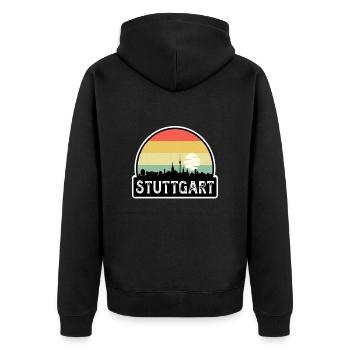 Stuttgart Deutschland Flagge Skyline Reisesouvenir - Unisex Premium Bio Zip Hoodie - Schwarz - Hinten - Nico (187cm)