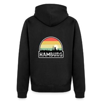 Hambourg Allemagne Flag Skyline Souvenir de voyage - Veste à capuche bio Premium Unisexe - noir - Dos - Nico (187cm)