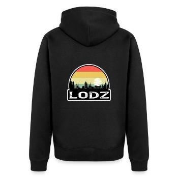 Lodz Pologne Flag Skyline Souvenir de voyage - Veste à capuche bio Premium Unisexe - noir - Dos - Nico (187cm)