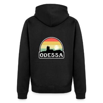Odessa Ukraine Flag Skyline Travel Souvenir - Unisex Premium Organic Zip Hoodie - black - Back - Nico (187cm)
