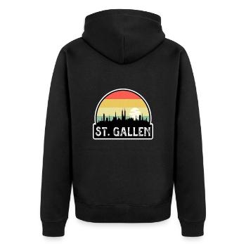 St. Gallen Schweiz Flagge Skyline Reisen Souveni - Unisex Premium Bio Zip Hoodie - Schwarz - Hinten - Nico (187cm)