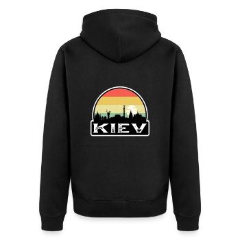 Kiev Ukraine Flag Skyline Travel Souvenir - Unisex Premium Organic Zip Hoodie - black - Back - Nico (187cm)