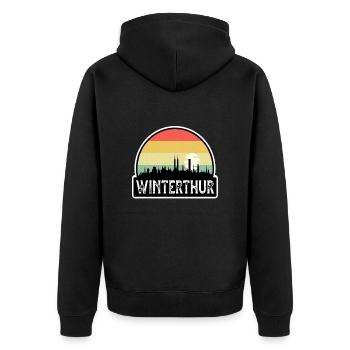 Winterthur Schweiz Flagge Skyline Travel Souveni - Unisex Premium Bio Zip Hoodie - Schwarz - Hinten - Nico (187cm)