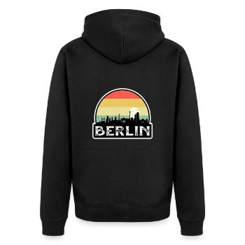 Berlin Allemagne Flag Skyline Souvenir de voyage - Veste à capuche bio Premium Unisexe - noir - Dos - Nico (187cm)