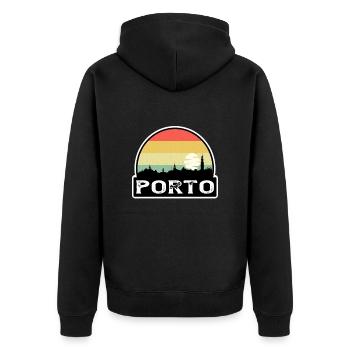 Porto Portugal Flag Skyline Souvenir de voyage - Veste à capuche bio Premium Unisexe - noir - Dos - Nico (187cm)
