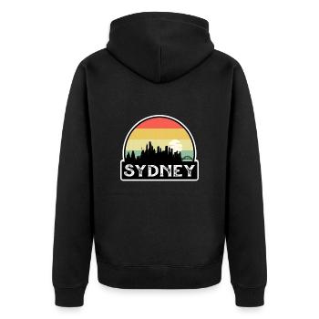 Sydney Australia Flag Skyline Travel Souvenir - Unisex Premium Organic Zip Hoodie - black - Back - Nico (187cm)
