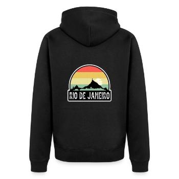 Rio De Janeiro Brasilien-Flagge Skyline Reise-Souvenir - Unisex Premium Bio Zip Hoodie - Schwarz - Hinten - Nico (187cm)