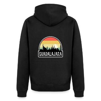 Guadalajara Mexiko Flagge Skyline Reisesouvenir - Unisex Premium Bio Zip Hoodie - Schwarz - Hinten - Nico (187cm)