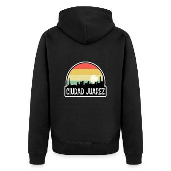 Ciudad Juárez Mexiko Flagge Skyline Reisesouvenir - Unisex Premium Bio Zip Hoodie - Schwarz - Hinten - Nico (187cm)