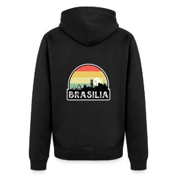 Brasilia Brazil Flag Skyline Travel Souvenir - Unisex Premium Organic Zip Hoodie - black - Back - Nico (187cm)