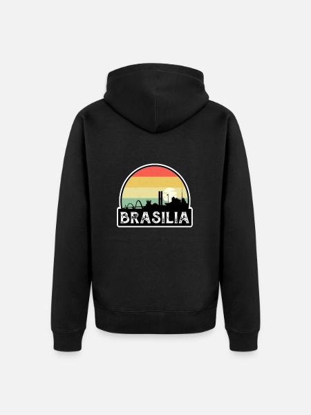 Brasilia Brasil Flagg Skyline Reise Souvenir - Premium økologisk unisex-hettejakke - svart