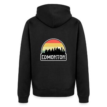 Edmonton Canada Flag Skyline Travel Souvenir - Unisex Premium Organic Zip Hoodie - black - Back - Nico (187cm)