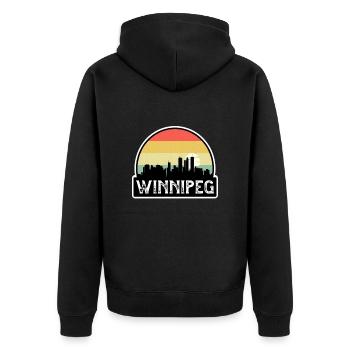 Winnipeg Kanada Flagge Skyline Reisesouvenir - Unisex Premium Bio Zip Hoodie - Schwarz - Hinten - Nico (187cm)