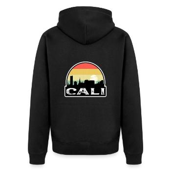 Cali Colombia Flag Skyline Travel Souvenir - Unisex Premium Organic Zip Hoodie - black - Back - Nico (187cm)