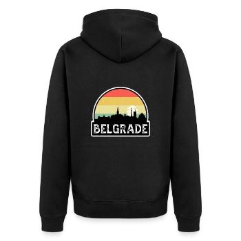 Belgrade Serbie Flag Skyline Souvenir de voyage - Veste à capuche bio Premium Unisexe - noir - Dos - Nico (187cm)