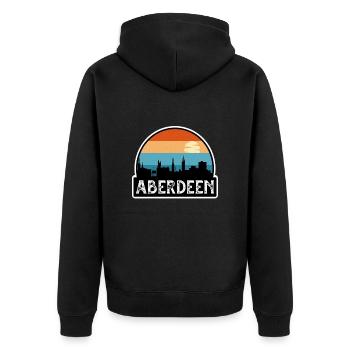Aberdeen Schottland Flagge Skyline Reisesouvenir - Unisex Premium Bio Zip Hoodie - Schwarz - Hinten - Nico (187cm)