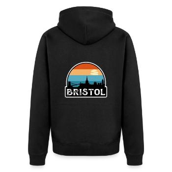 Bristol Angleterre Flag Skyline Souvenir de voyage - Veste à capuche bio Premium Unisexe - noir - Dos - Nico (187cm)