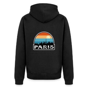 Paris France Flag Skyline Travel Souvenir - Unisex Premium Organic Zip Hoodie - black - Back - Nico (187cm)