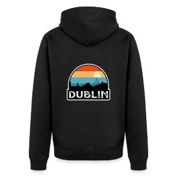 Dublin Irlande Flag Skyline Souvenir de voyage - Veste à capuche bio Premium Unisexe - noir - Dos - Nico (187cm)