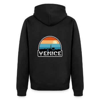 Venedig Italien Flagge Skyline Reisesouvenir - Unisex Premium Bio Zip Hoodie - Schwarz - Hinten - Nico (187cm)