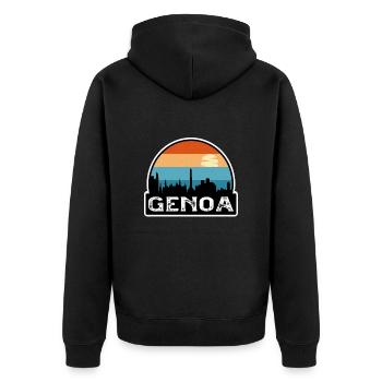Gênes Italie Flag Skyline Souvenir de voyage - Veste à capuche bio Premium Unisexe - noir - Dos - Nico (187cm)